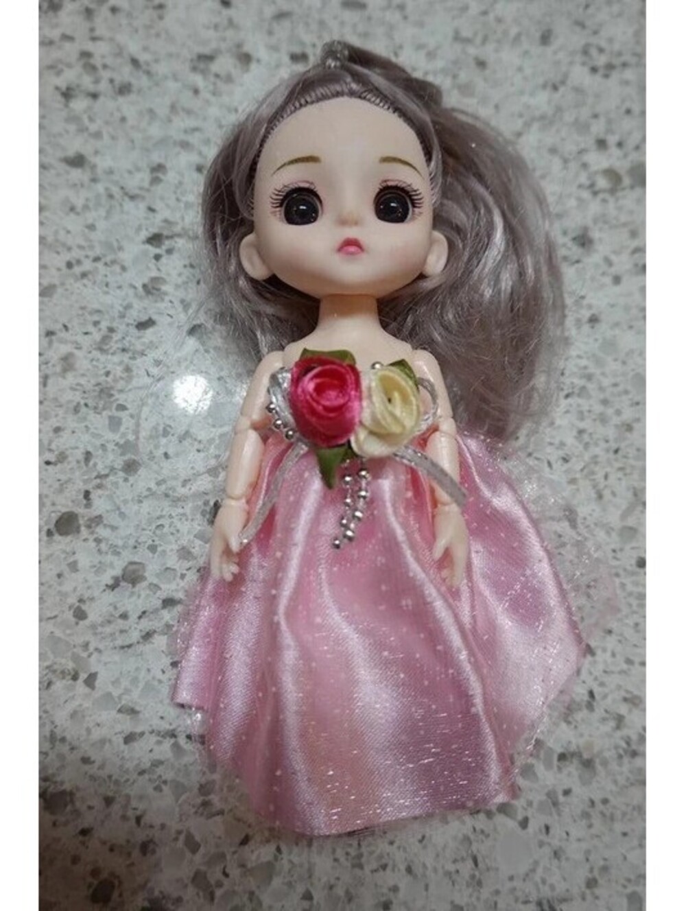6.5” BJD big eyes doll anime style ball jointed pink gown